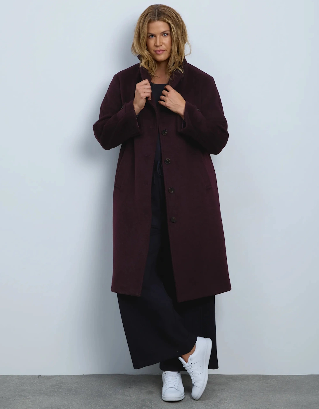 Plum Wool Blend Tailored Coat