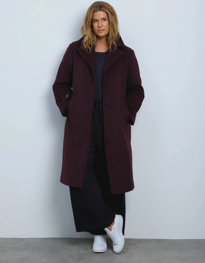 Plum Wool Blend Tailored Coat