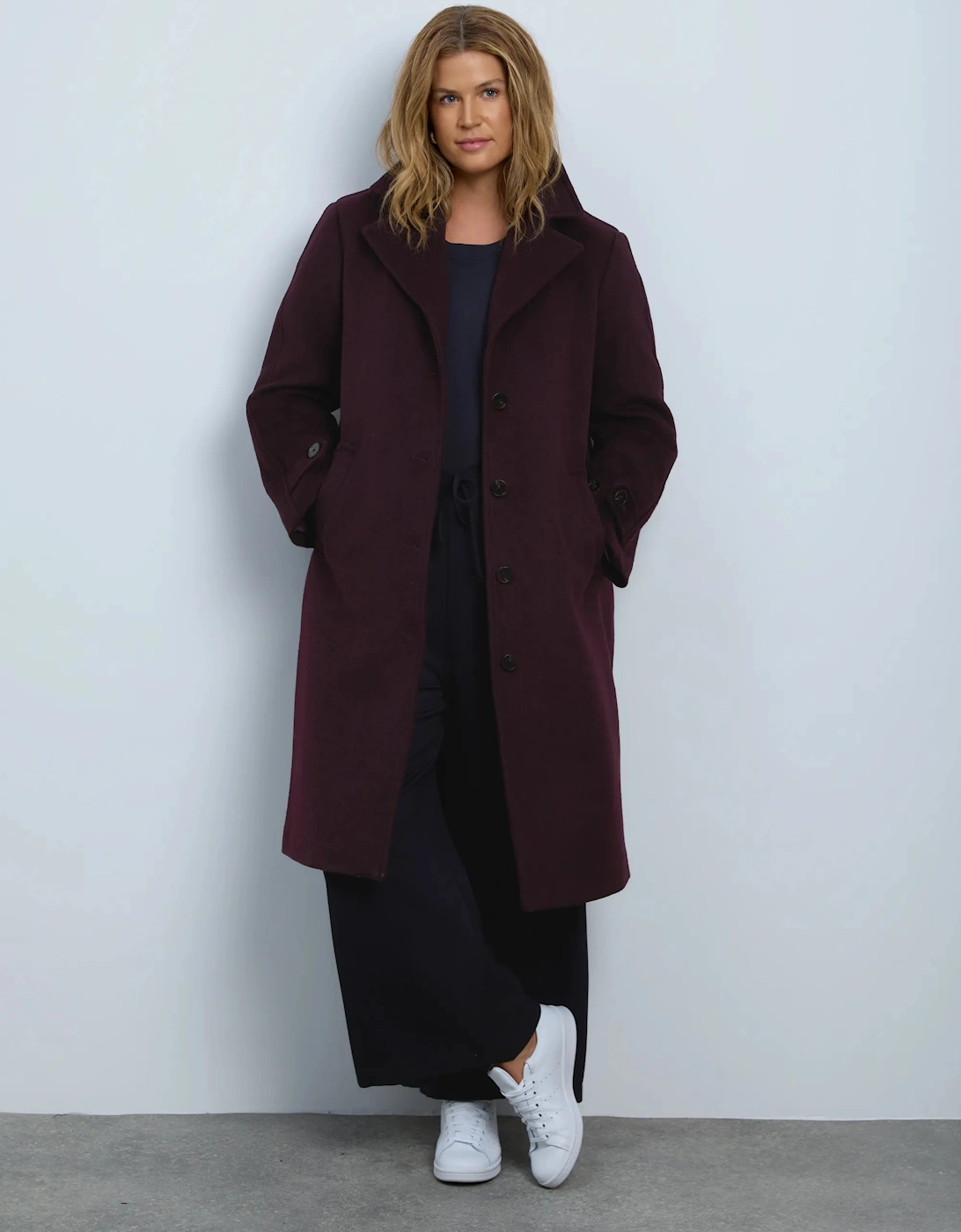 Plum Wool Blend Tailored Coat
