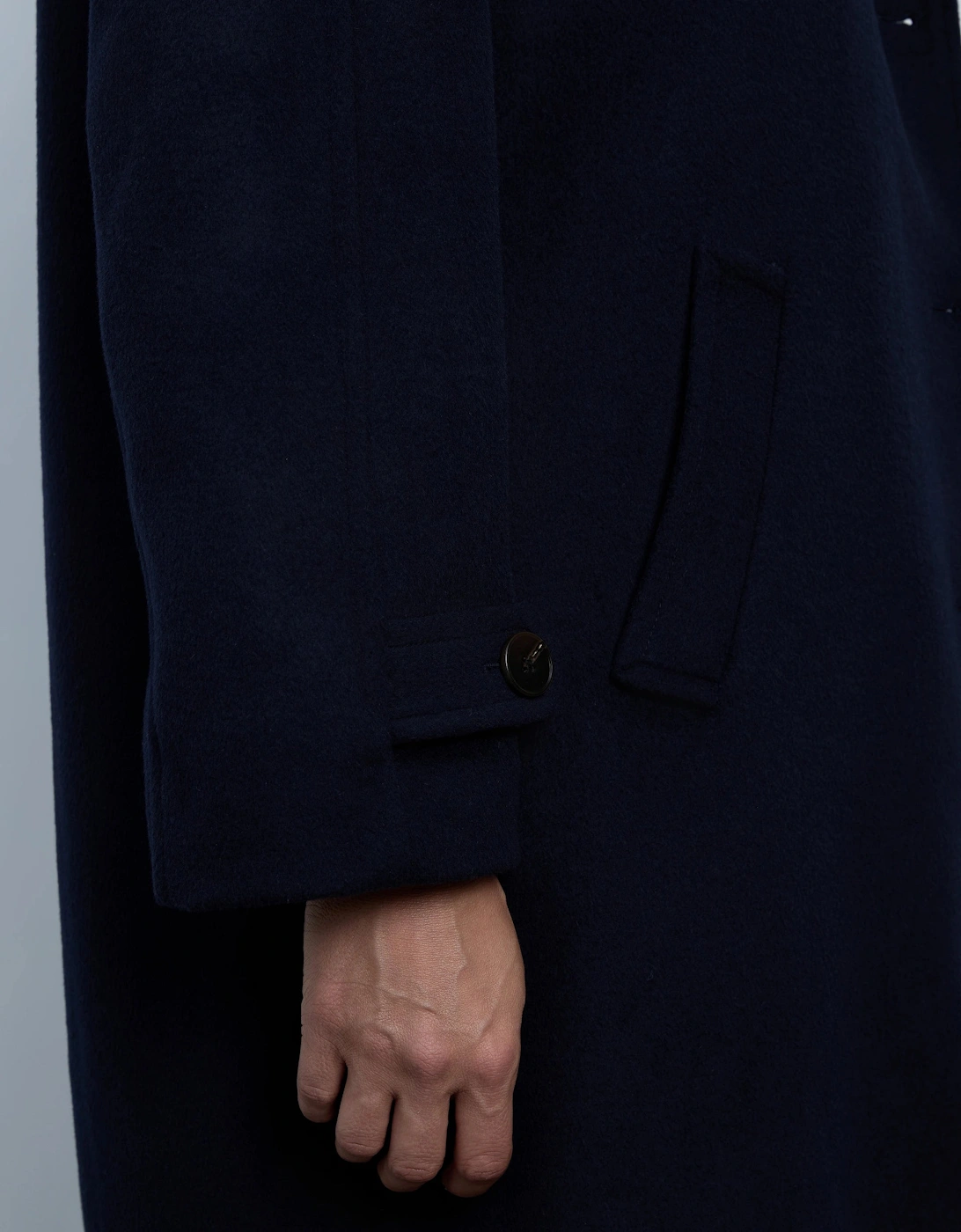 Navy Wool Blend Tailored Coat