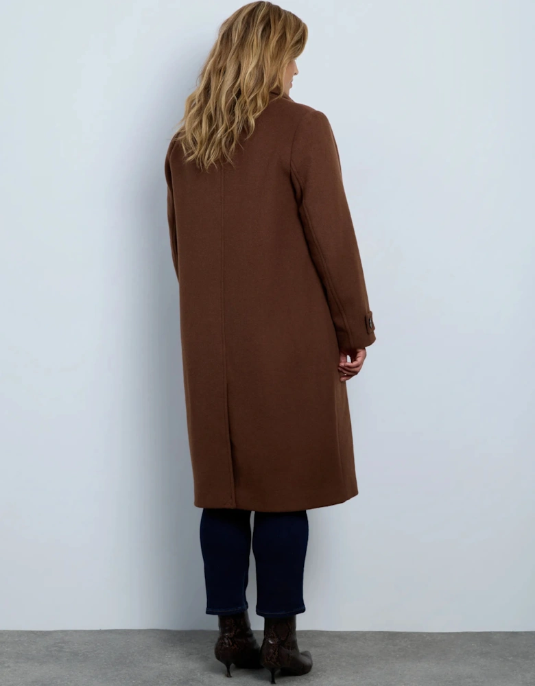 Brown Wool Blend Longline Coat
