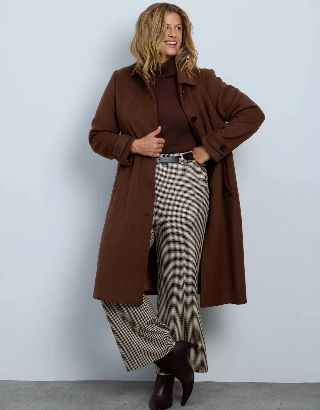 Brown Wool Blend Longline Coat