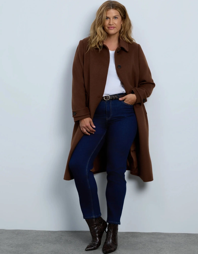 Brown Wool Blend Longline Coat