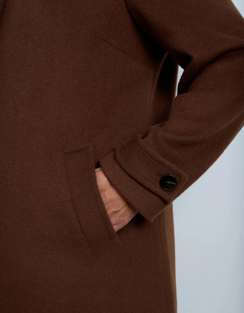 Brown Wool Blend Longline Coat
