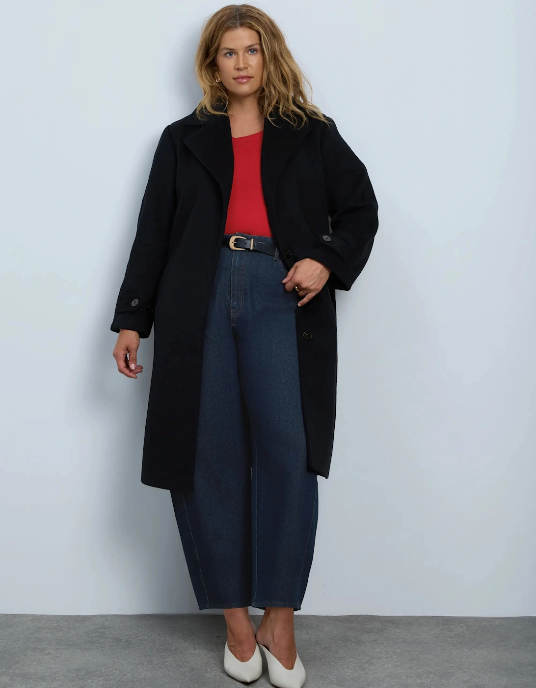 Black Wool Blend Tailored Coat