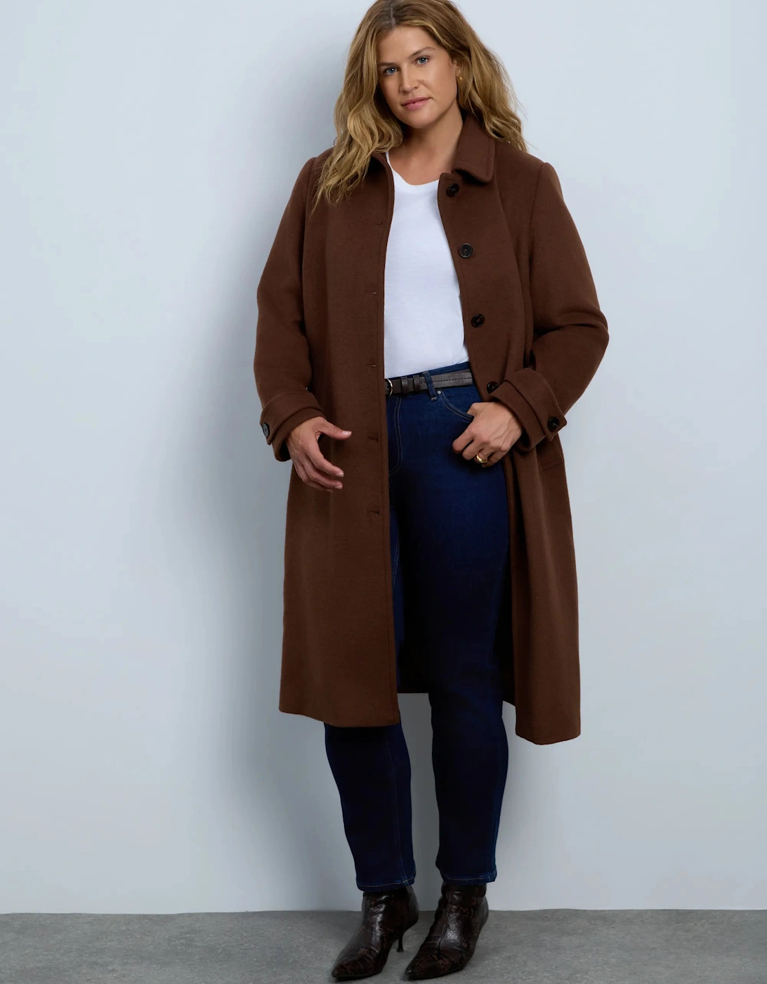 Brown Wool Blend Longline Coat