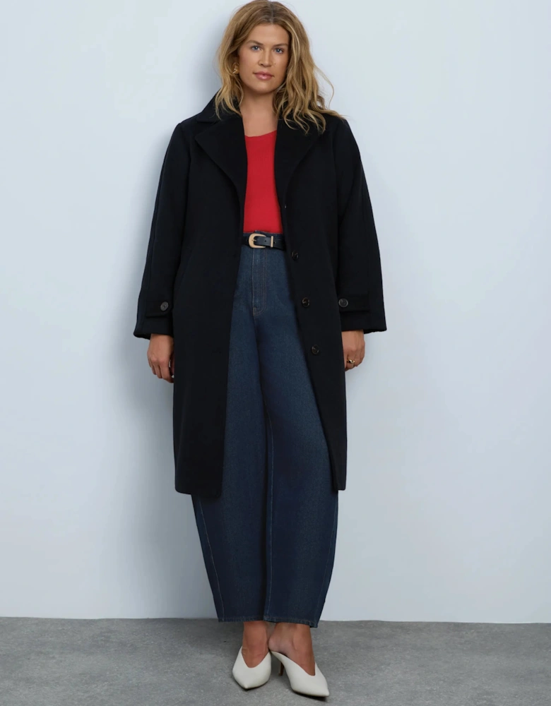 Black Wool Blend Tailored Coat