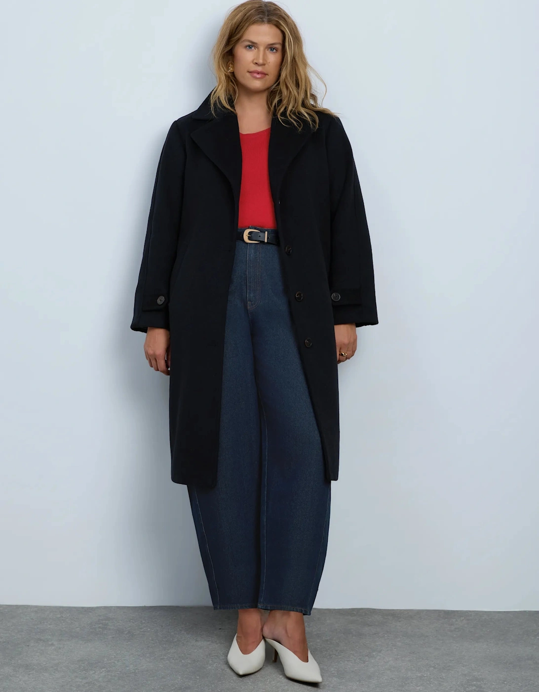 Black Wool Blend Tailored Coat