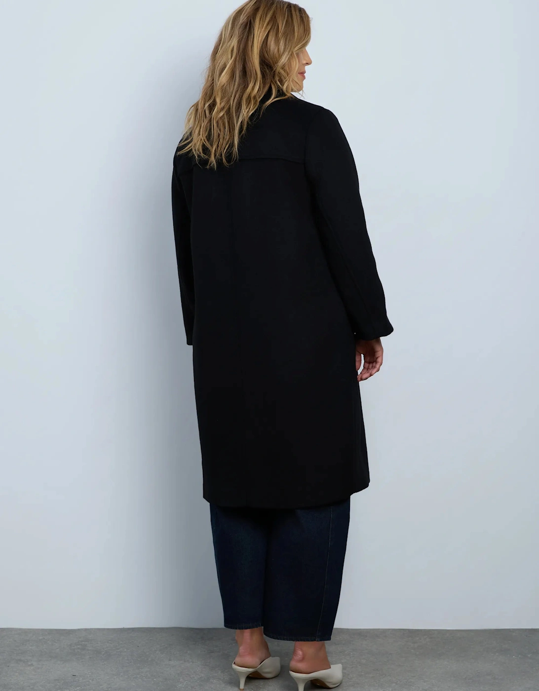 Black Wool Blend Tailored Coat