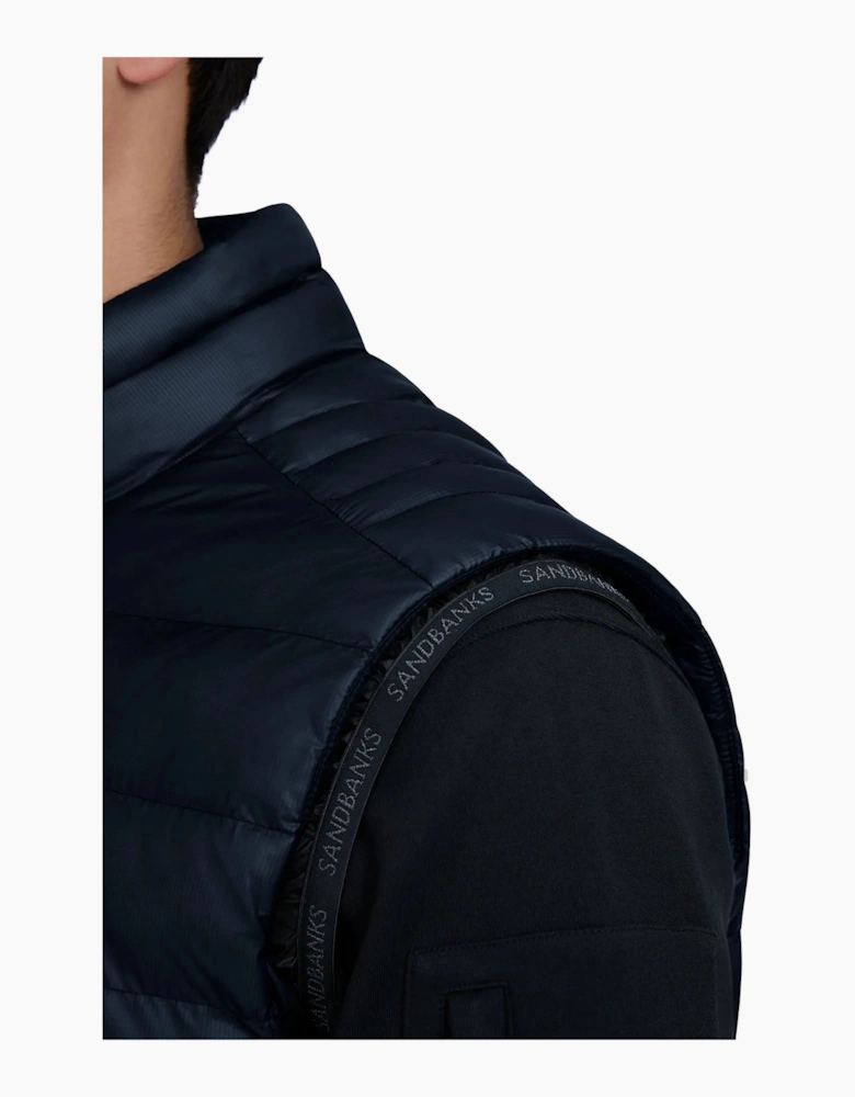 SANDBANKS RIPSTOP MICRO PUFFER GILET NAVY