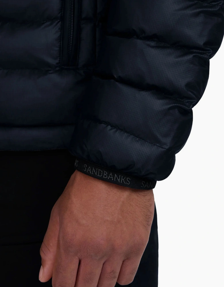 SANDBANKS HOODED RIPSTOP MICRO PUFFER JACKET NAVY