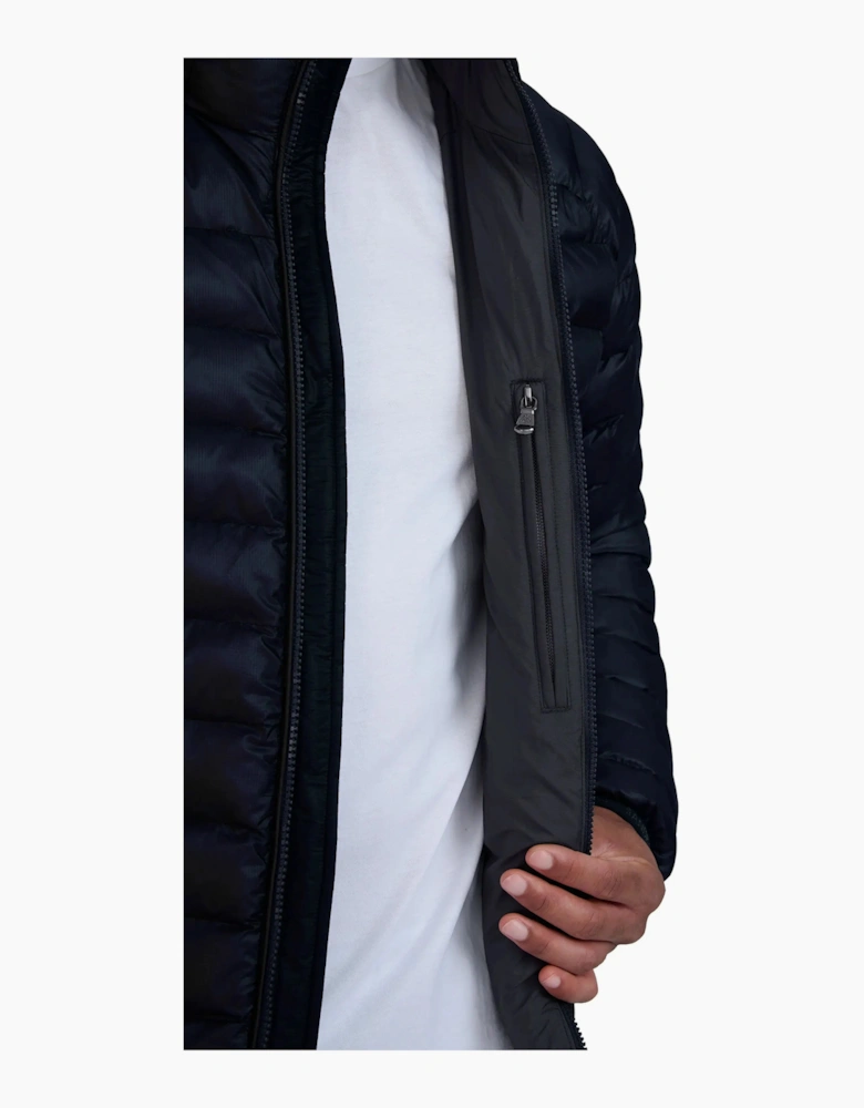 SANDBANKS HOODED RIPSTOP MICRO PUFFER JACKET NAVY