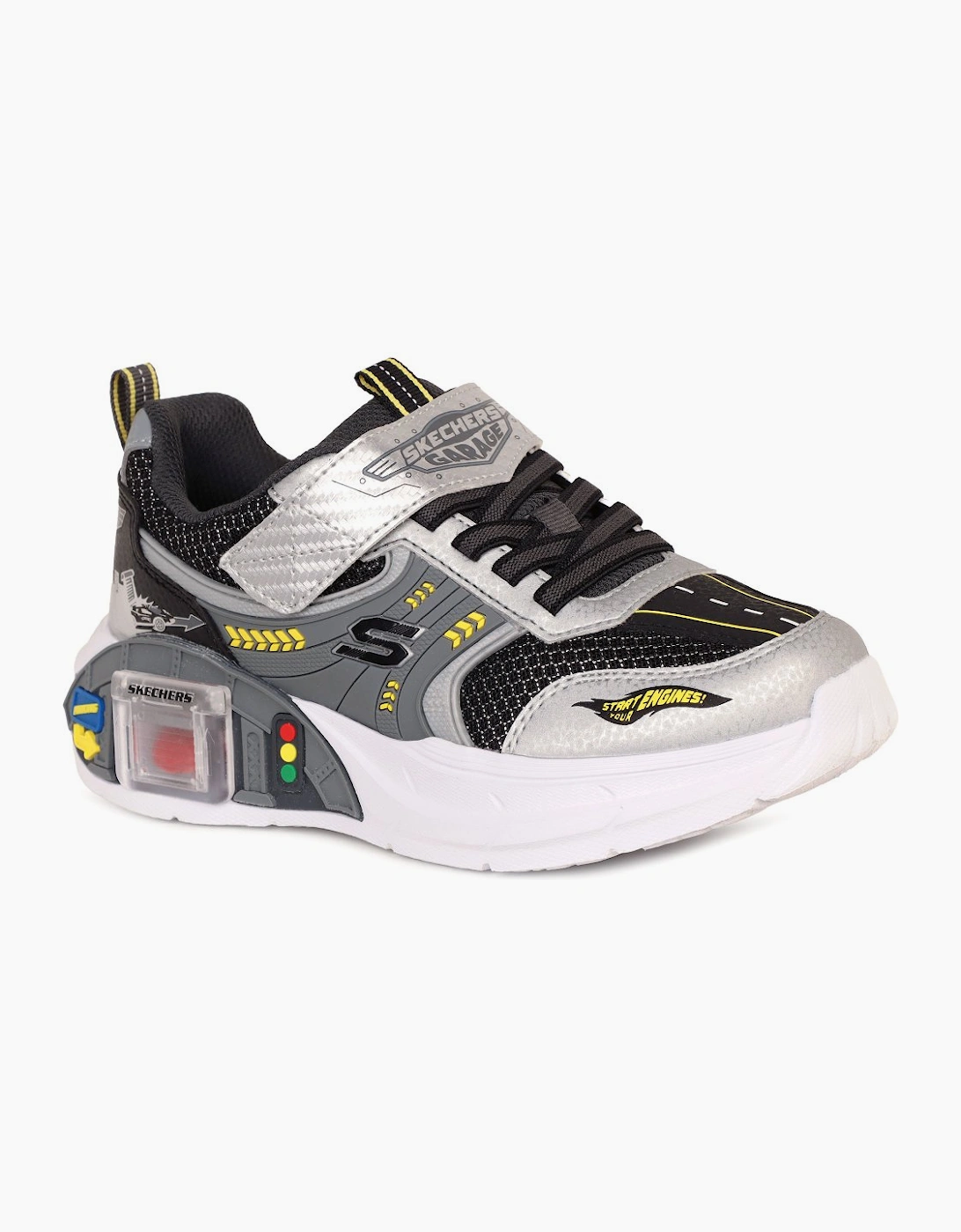 Skechers Boy's Garage Boys Sports Trainers - Slbk Silver Black Sy - Size, 2 (older)