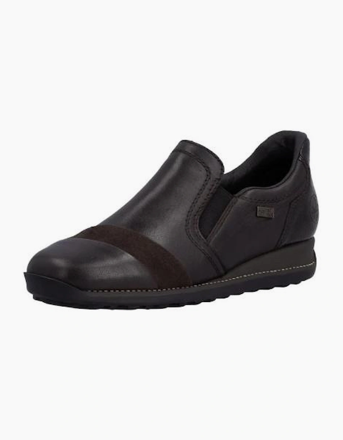 Rieker Ladies Shoes 44296-25 slip on waterproof shoe in Brown