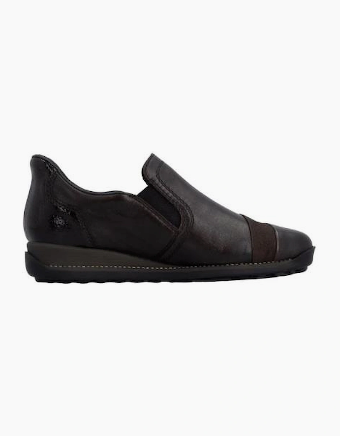 Rieker Ladies Shoes 44296-25 slip on waterproof shoe in Brown