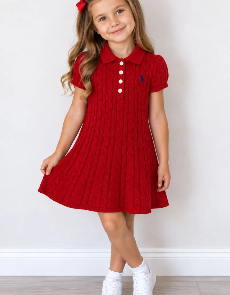 RALPH LAUREN GIRL RED CABLE KNIT DRESS 16526502