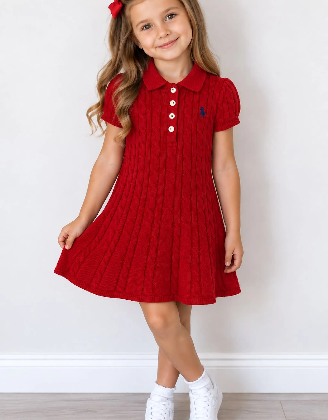 RALPH LAUREN GIRL RED CABLE KNIT DRESS 16526502