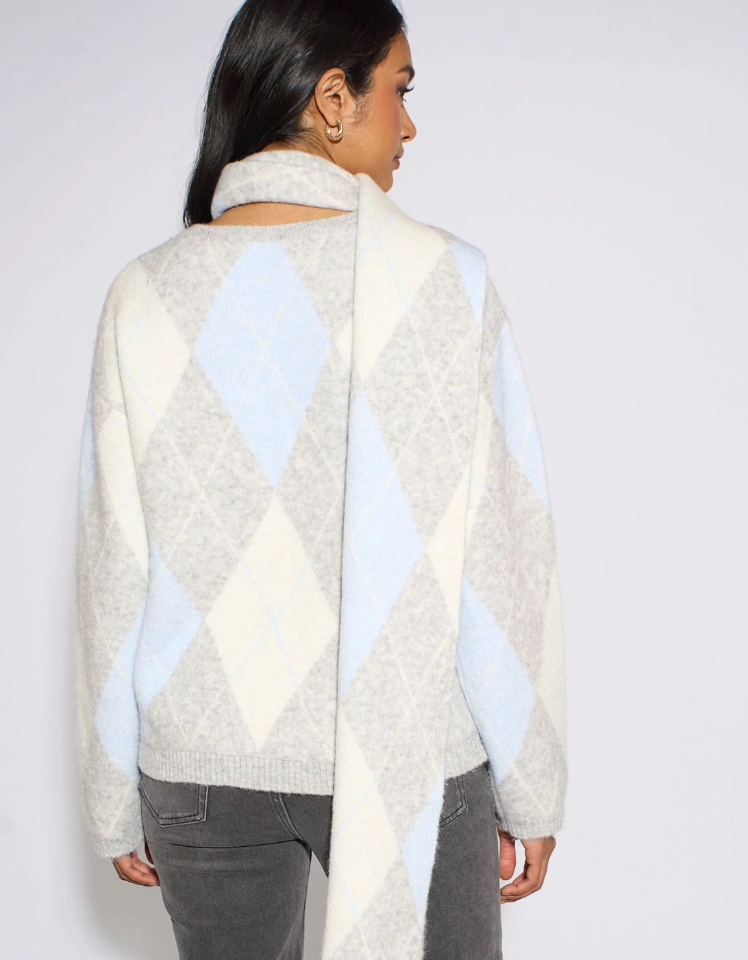 Multi Argyle Soft Knit Scarf Jumper