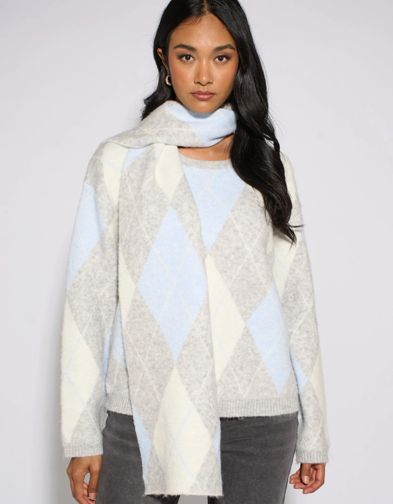 Multi Argyle Soft Knit Scarf Jumper