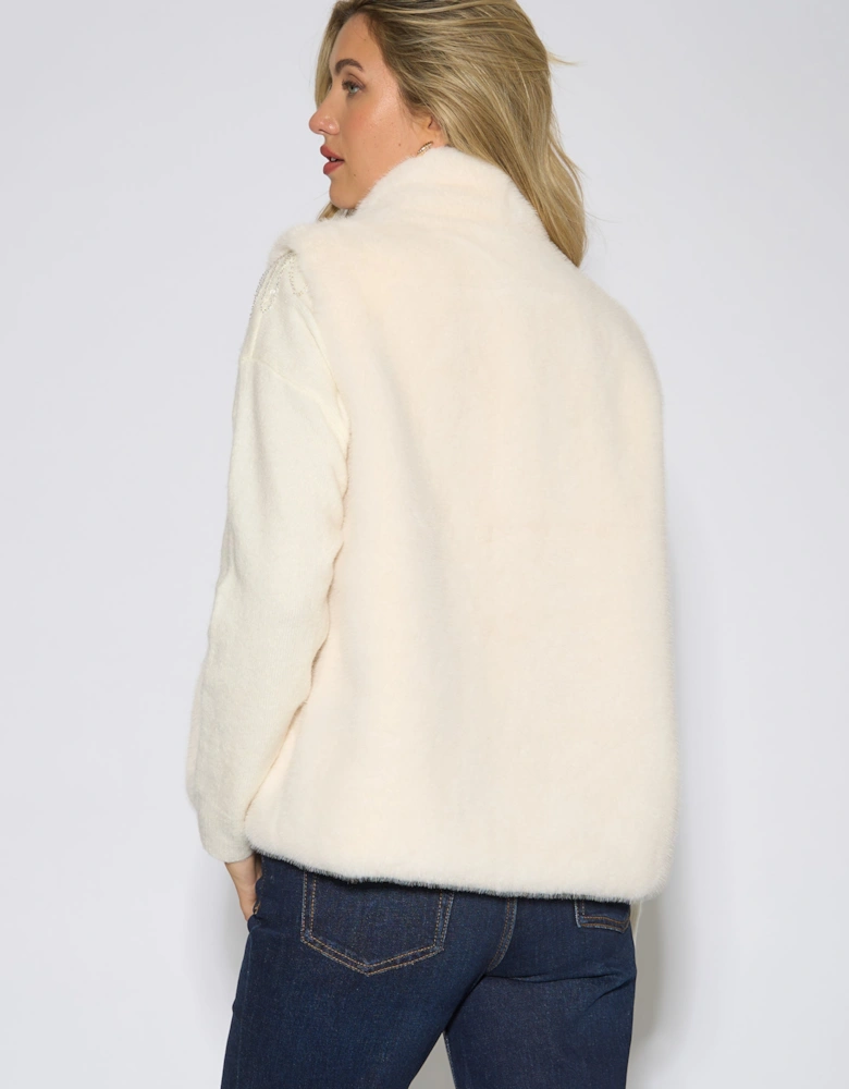 White Faux Fur Longline Gilet