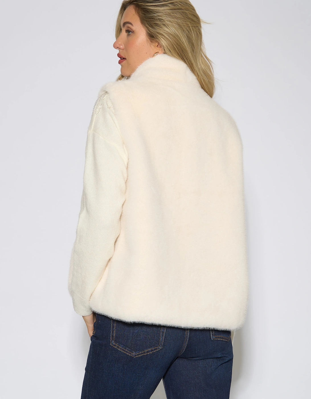 White Faux Fur Longline Gilet