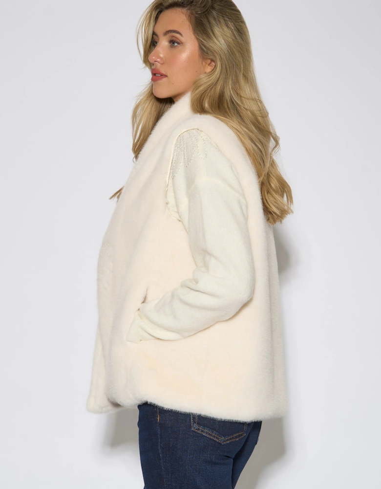 White Faux Fur Longline Gilet