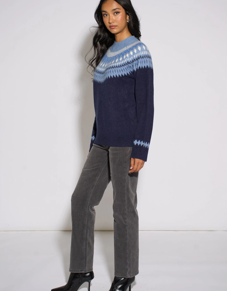 Blue Fair Isle Knit Jumper