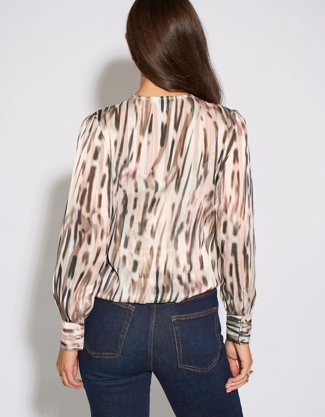 Off White Animal Wrap Sparkle Long Sleeve Top