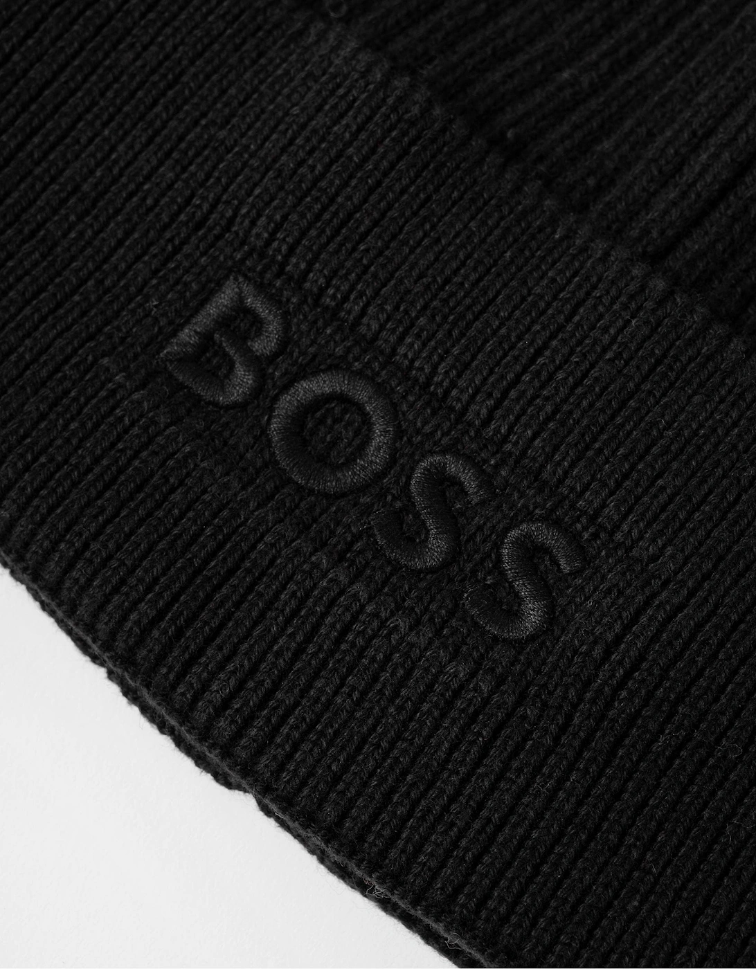 BOSS Orange Magico R Mens Cotton and wool beanie with signature stripe detail - Black 001