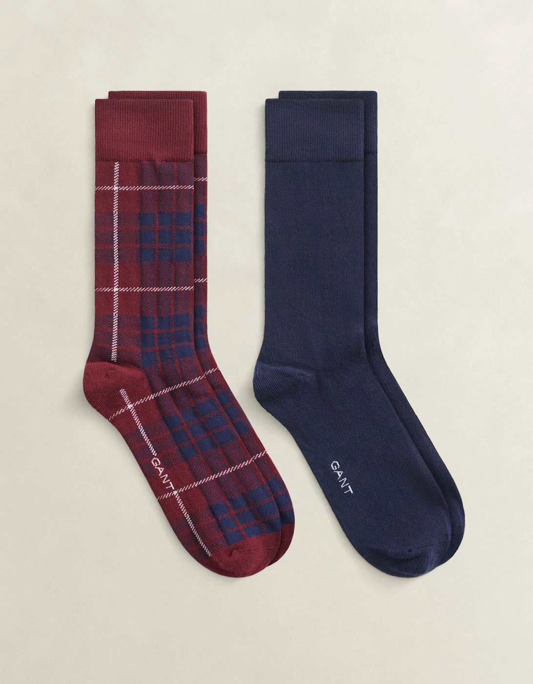 GANT Mens Tartan Socks 2-Pack Gift Box - 676 Deep Grape Wine