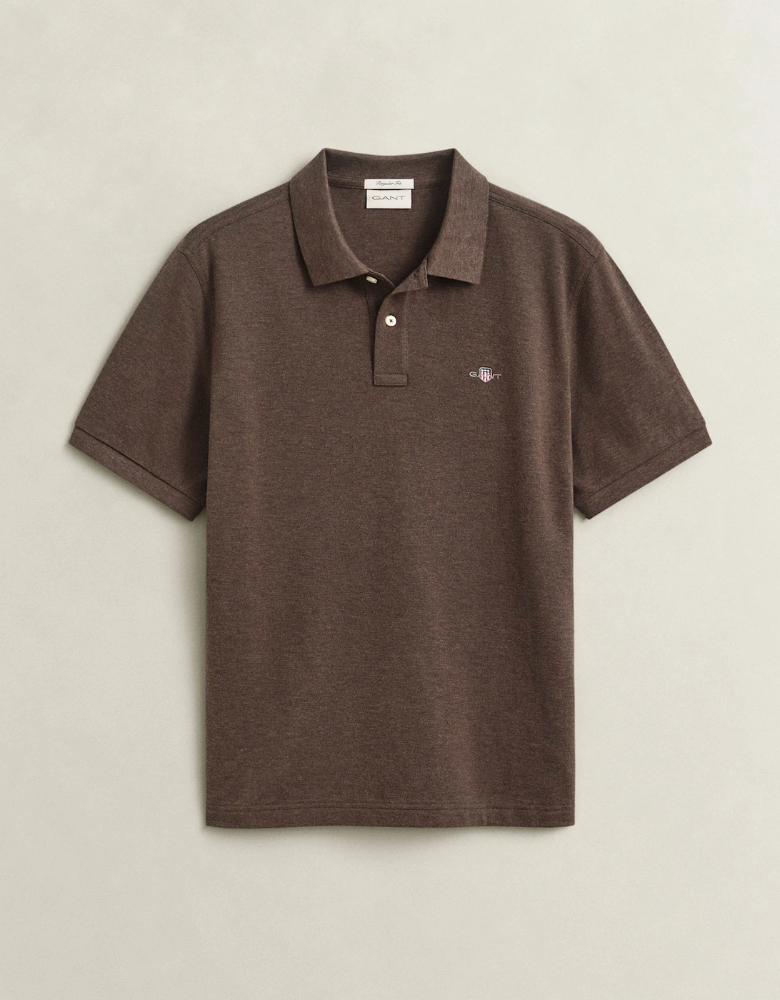 Gant Men's GANT Mens Regular Fit Short Sleeve Shield Logo Pique Polo - 284 Black Brown Melange