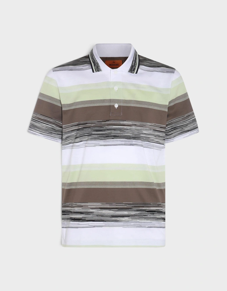 Slub Motif Printed Polo Shirt Dark Green