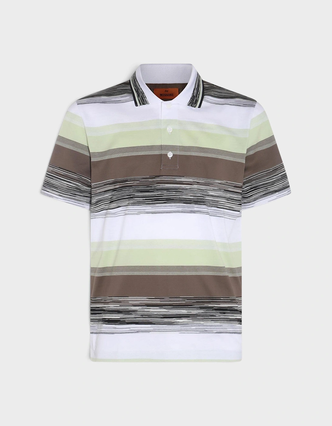 Slub Motif Printed Polo Shirt Dark Green