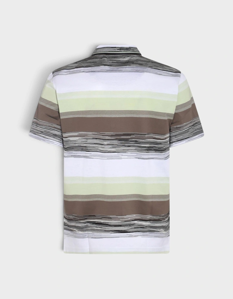 Slub Motif Printed Polo Shirt Dark Green