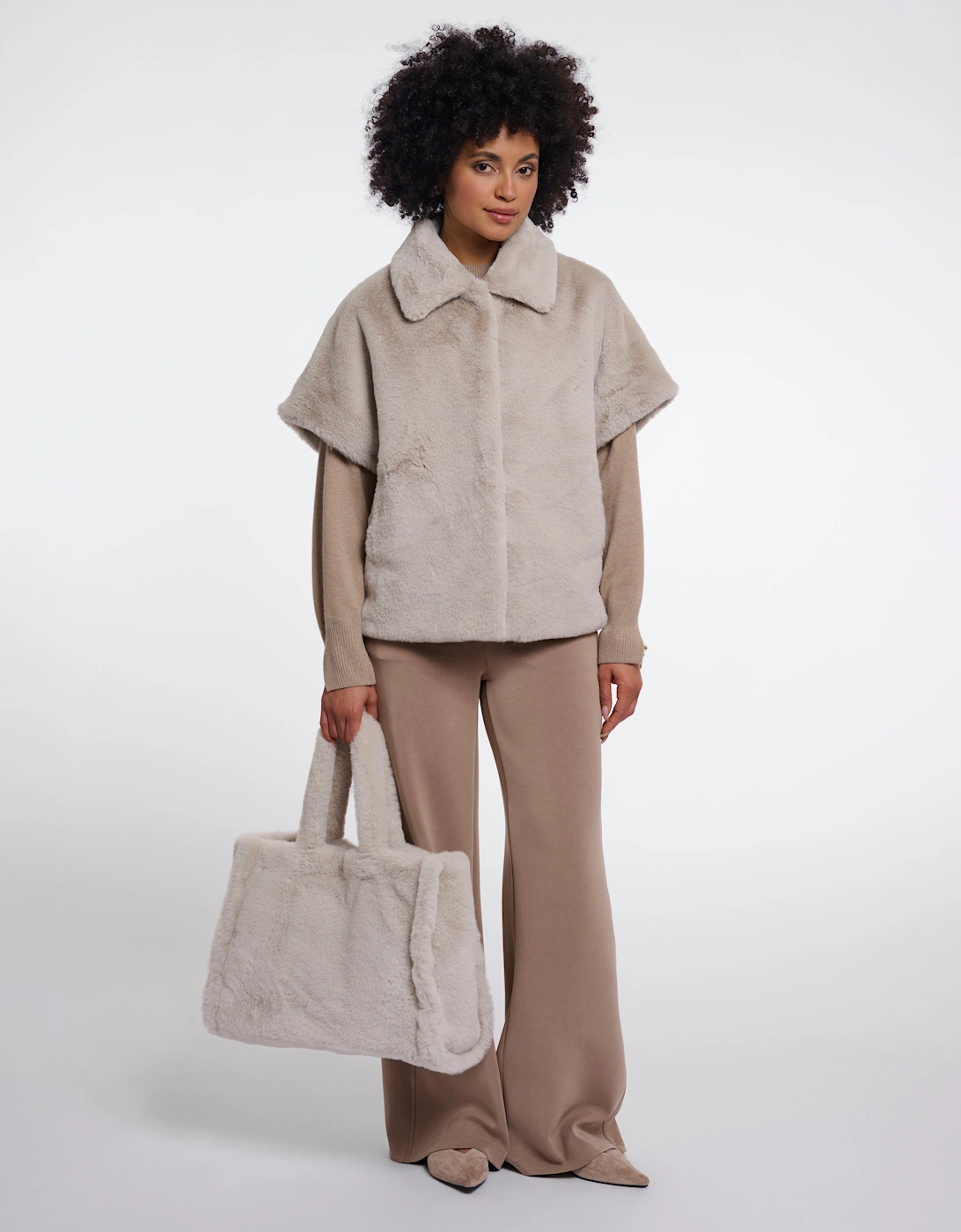 Rino & Pelle Daan Womens Big Faux Fur Shopper - Birch