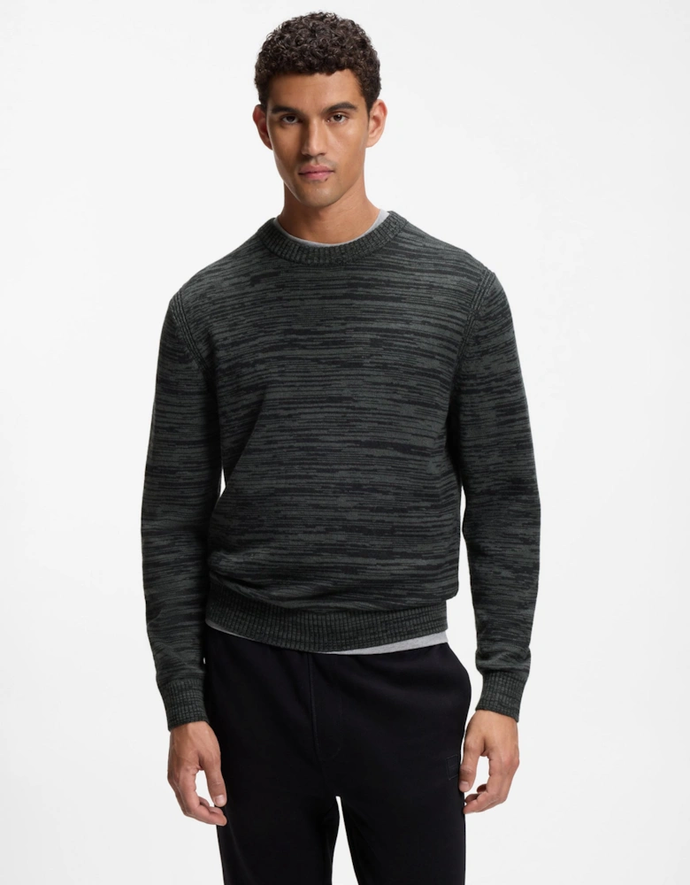 BOSS Orange Aperoso Mens  Mouliné-knit Sweater in Virgin Wool and Cotton  - Black 001