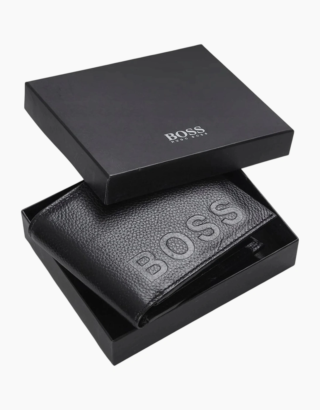 Hugo Boss Mens Genuine Leather Wallet Bold Bifold Credit Card Holder Black