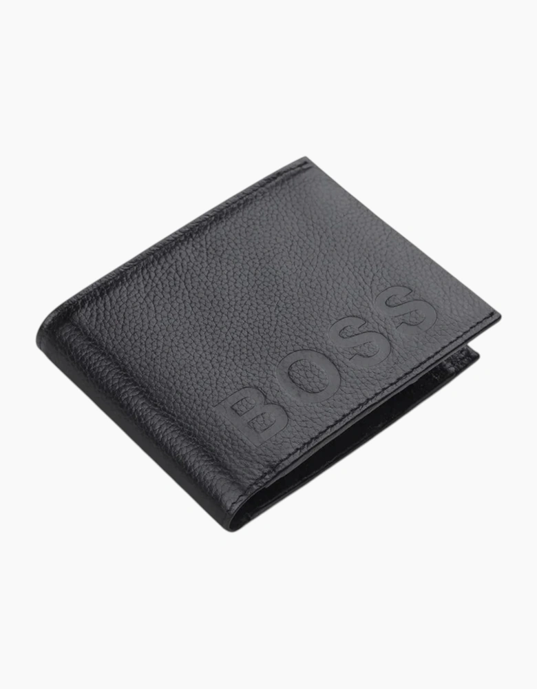 Hugo Boss Mens Genuine Leather Wallet Bold Bifold Credit Card Holder Black