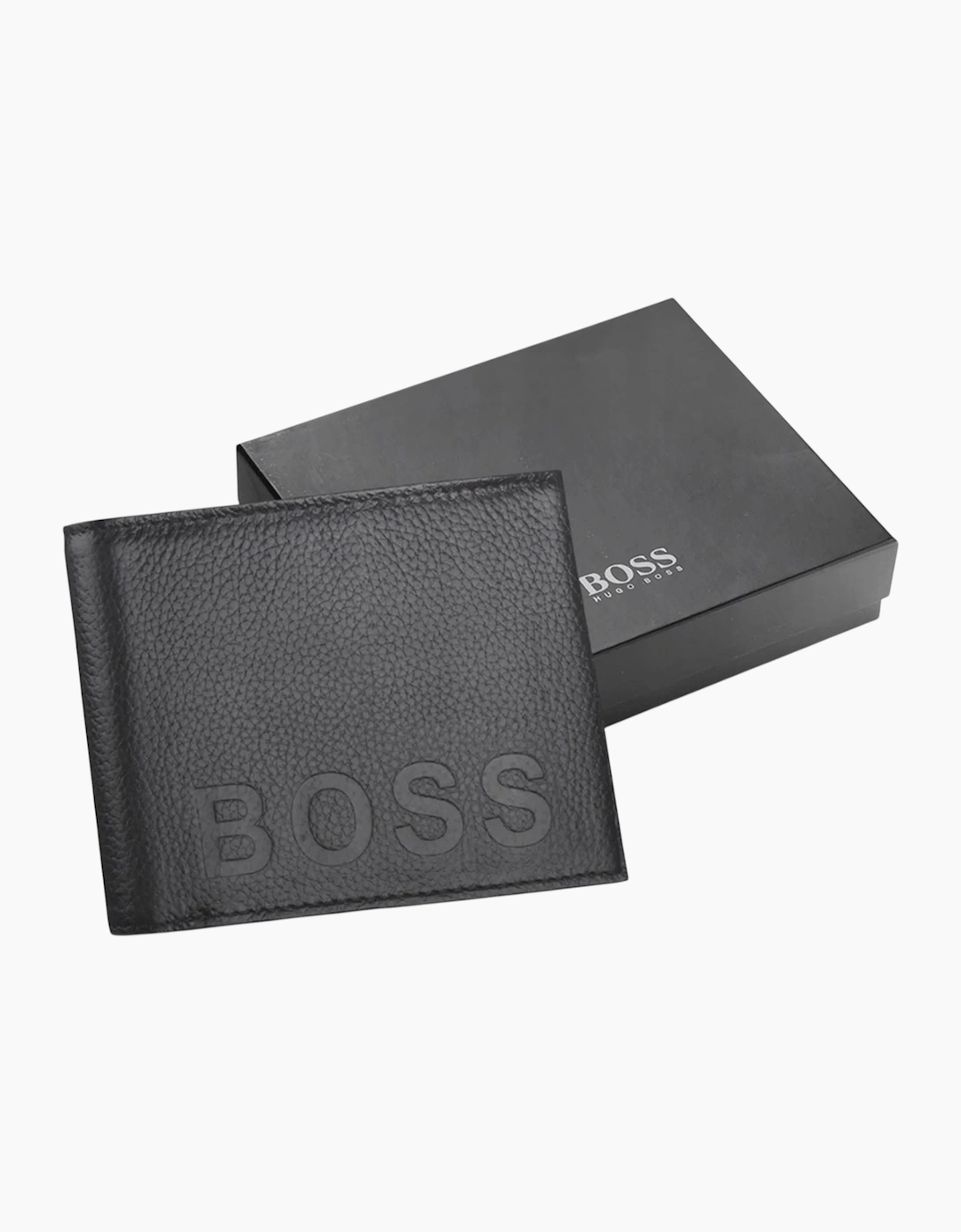 Hugo Boss Mens Genuine Leather Wallet Bold Bifold Credit Card Holder Black