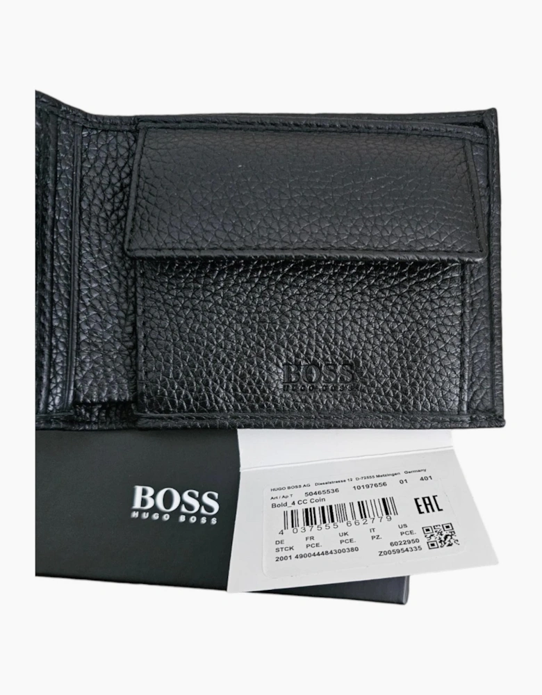Hugo Boss Mens Genuine Leather Wallet Bold Bifold Credit Card Holder Black