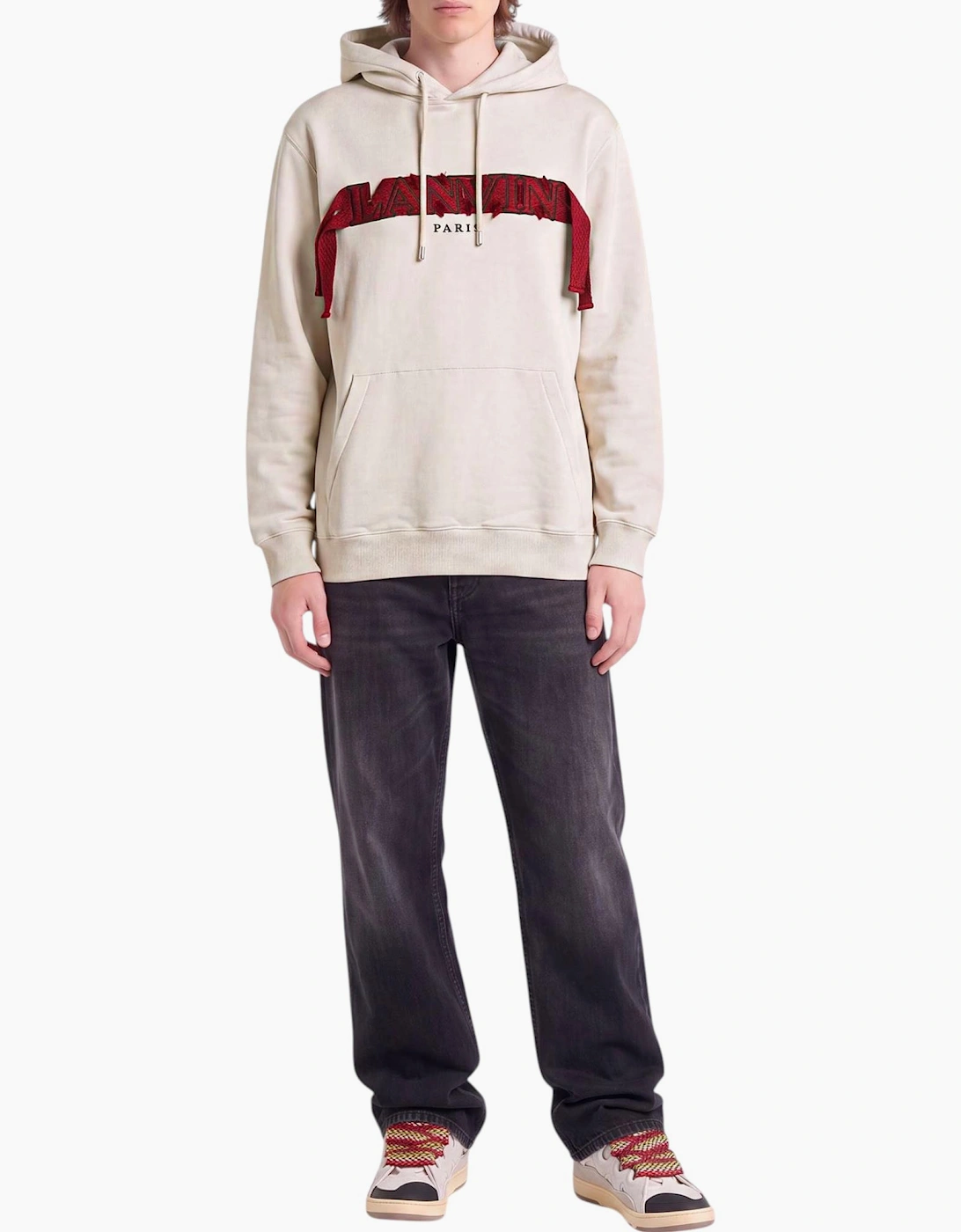 Lanvin Mens Oversized Logo Applique Hoodie Classic Pullover