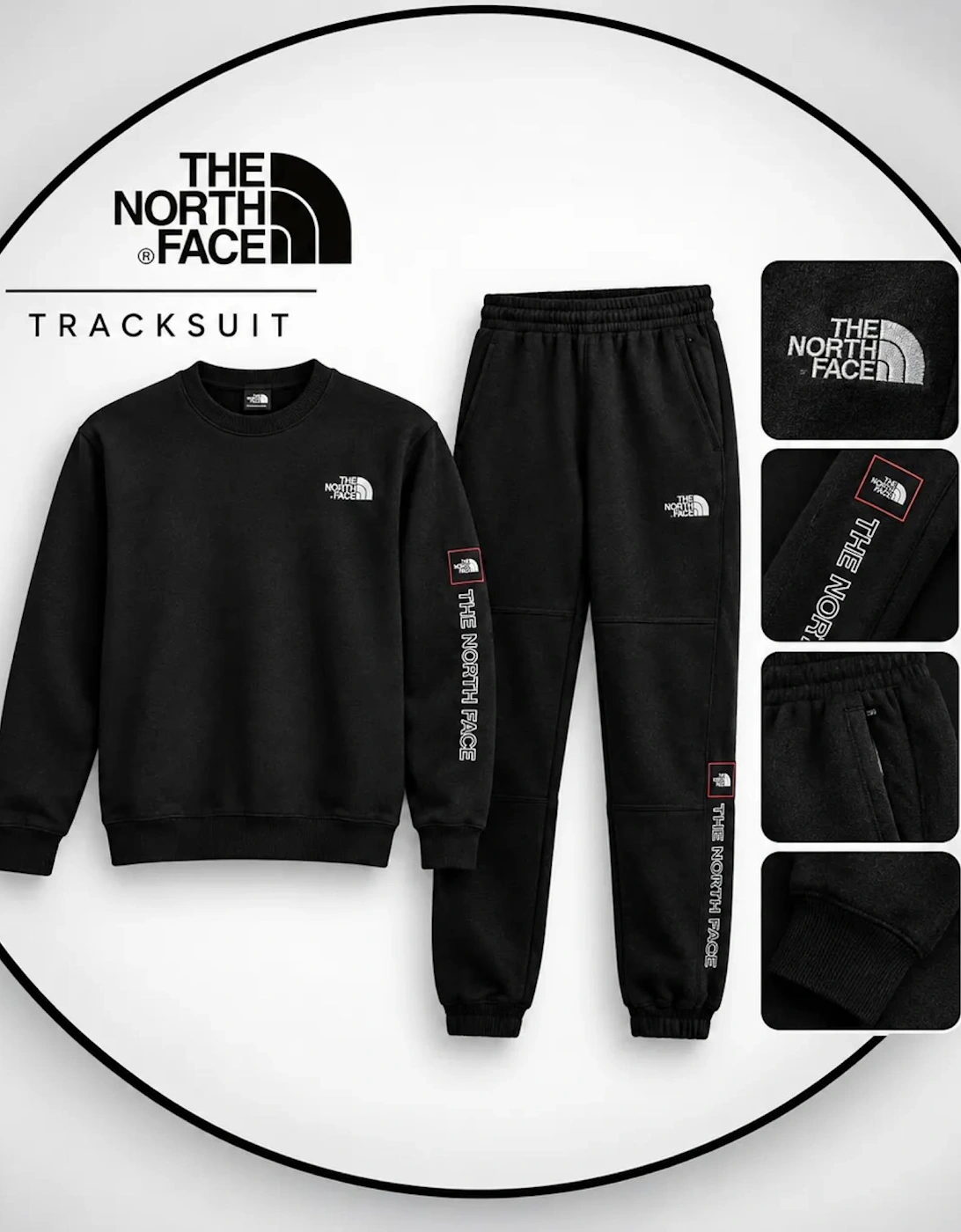 The North Face Mens Tracksuit M Outline Crew Sweatshirt Fleece Jogger Sportswear Black