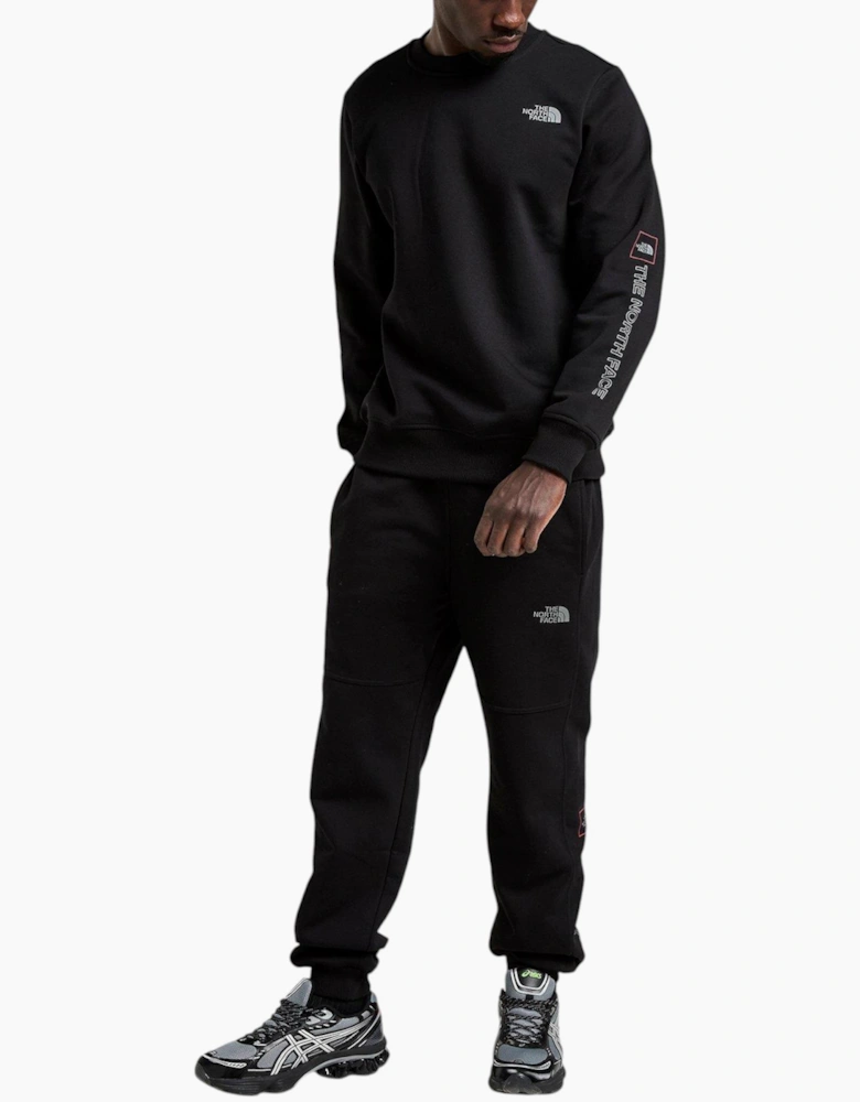 The North Face Mens Tracksuit M Outline Crew Sweatshirt Fleece Jogger Sportswear Black