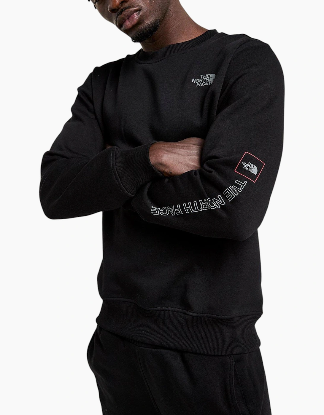 The North Face Mens Tracksuit M Outline Crew Sweatshirt Fleece Jogger Sportswear Black