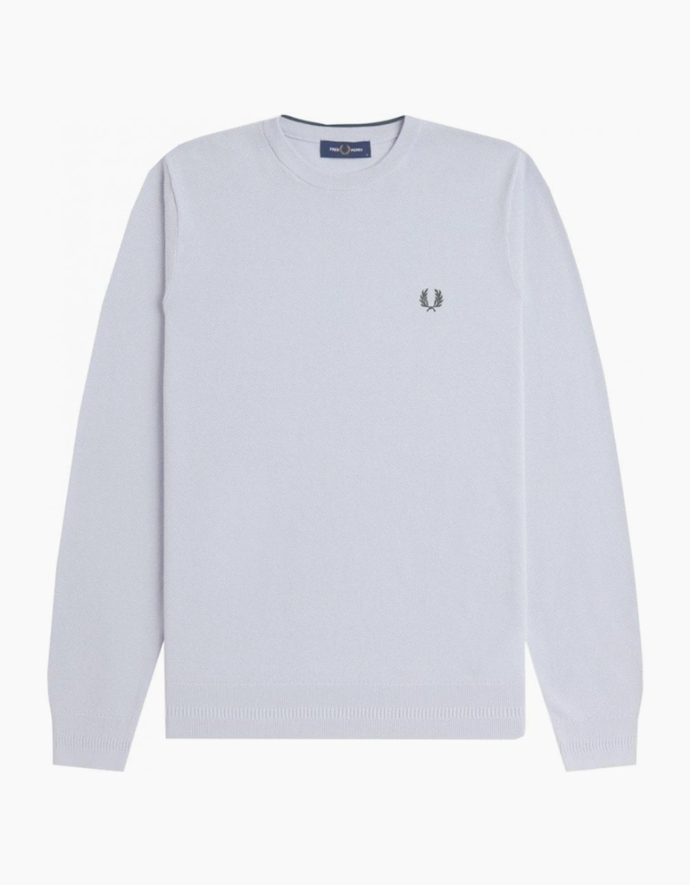 Fred Perry Men's Dusky Blue Cotton Pique Knitted Jumper