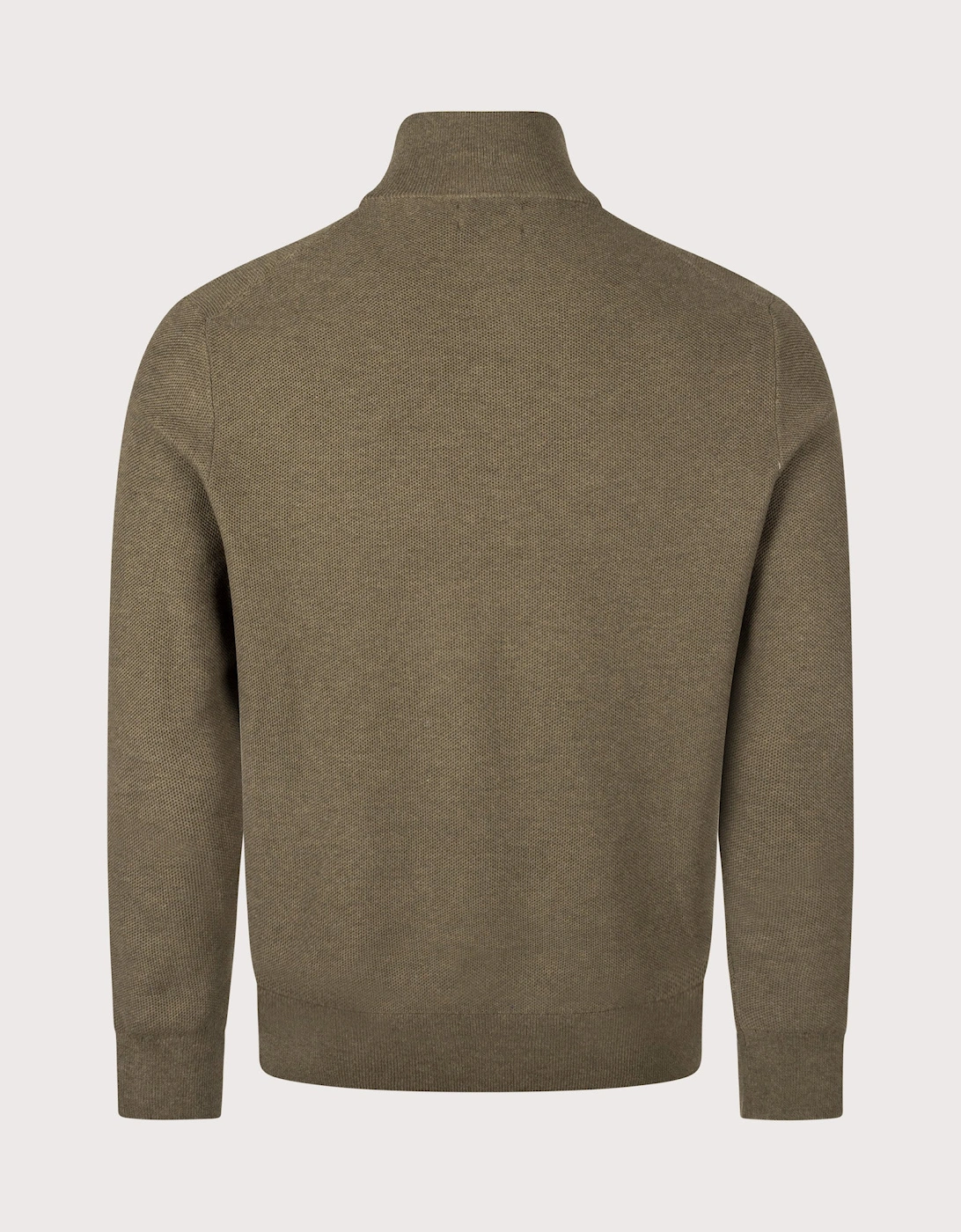 Quarter Zip Cotton Mesh Knitted Jumper