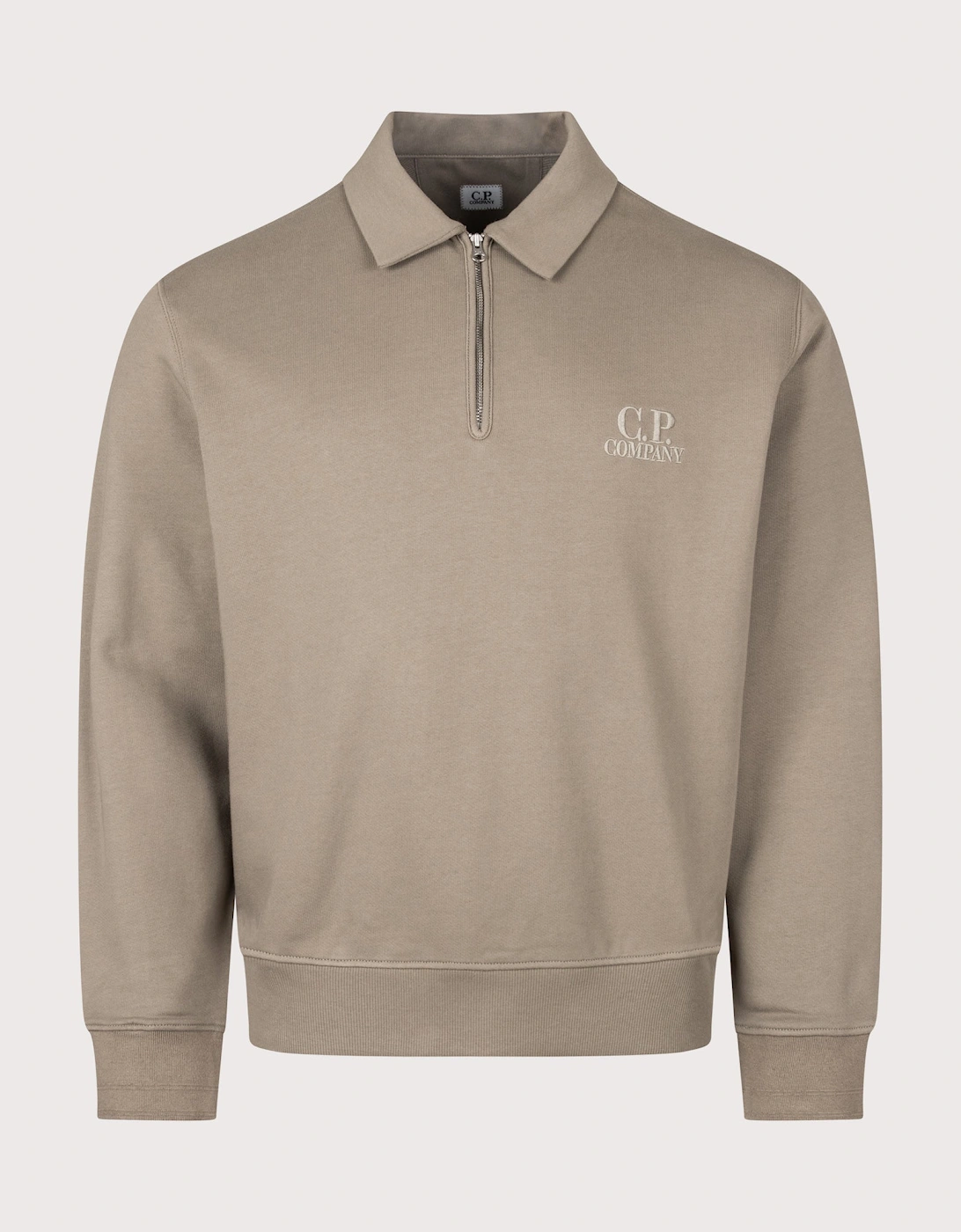 Diagonal Raised Fleece Polo Collar Sweatshirt