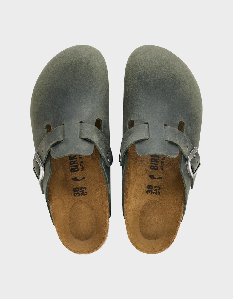 Birkenstock Boston Oiled Nubuck Leather Womens Clogs - Thyme