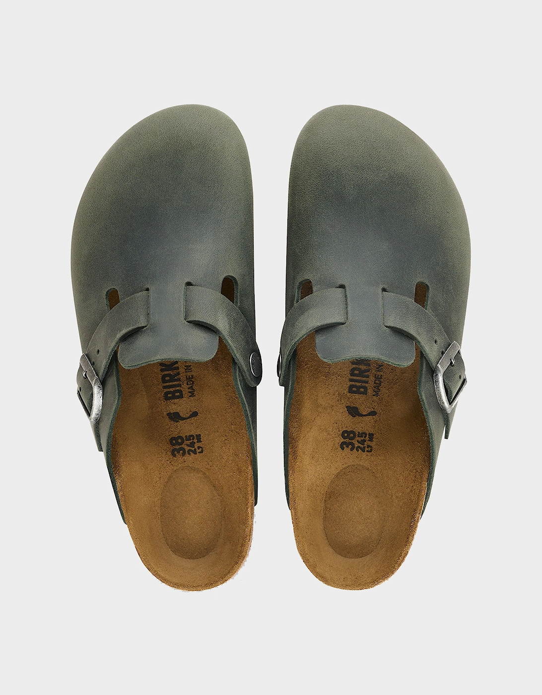 Birkenstock Boston Oiled Nubuck Leather Womens Clogs - Thyme