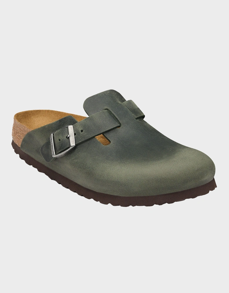 Birkenstock Boston Oiled Nubuck Leather Womens Clogs - Thyme